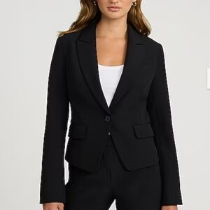New $100  Black Studio Strech Twill Editot Fitted One Button Blazer Size 8